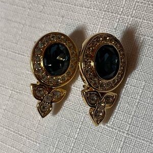 New Fifth Avenue earrings. Austrian crystal. Lead & Nickel free. Blue & gold